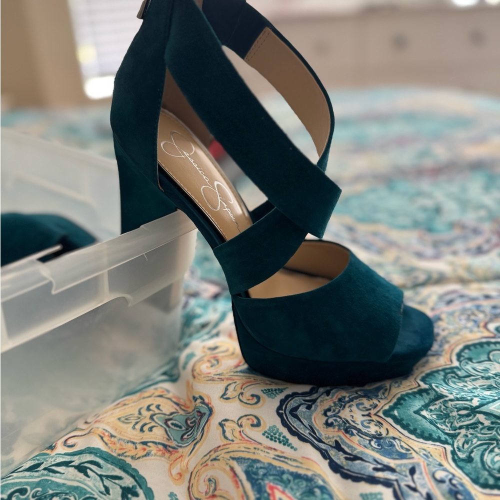 Elegant Teal Strappy Heels